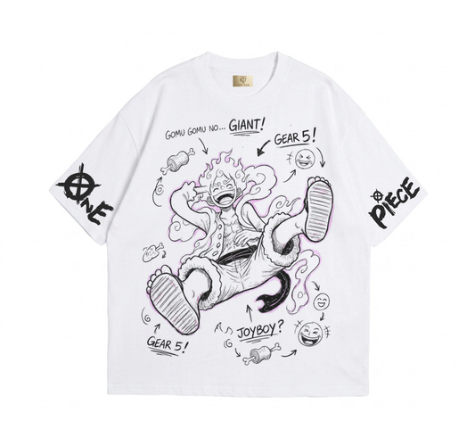 LuFFy G5  - One Piece - T-shirt blanc