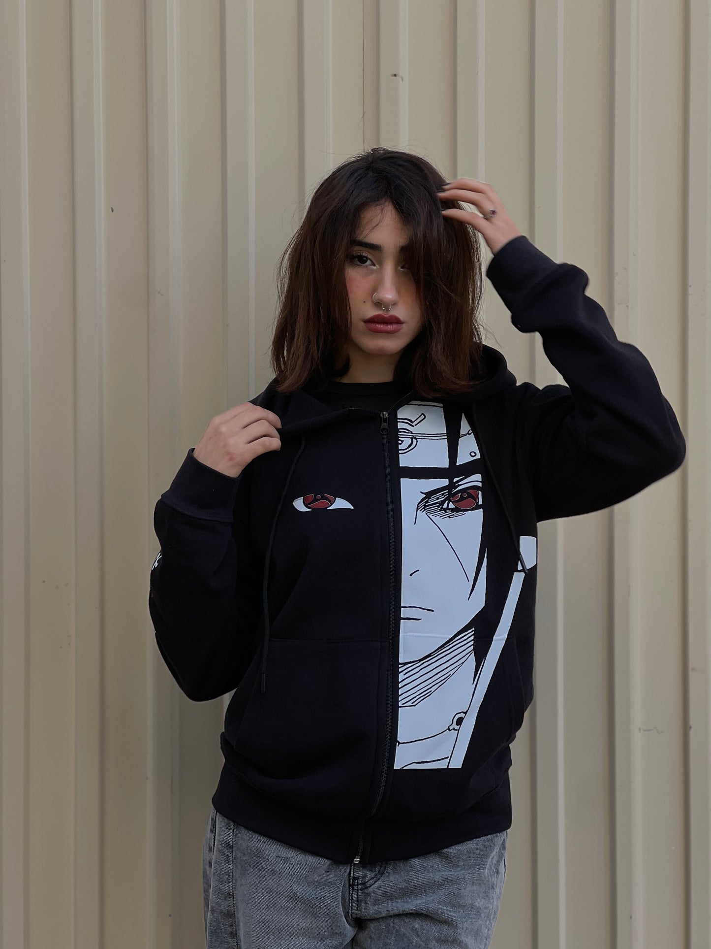 Hoodie Itachi Uchiha Sharingan – Sweat Naruto Akatsuki Unisexe Noir